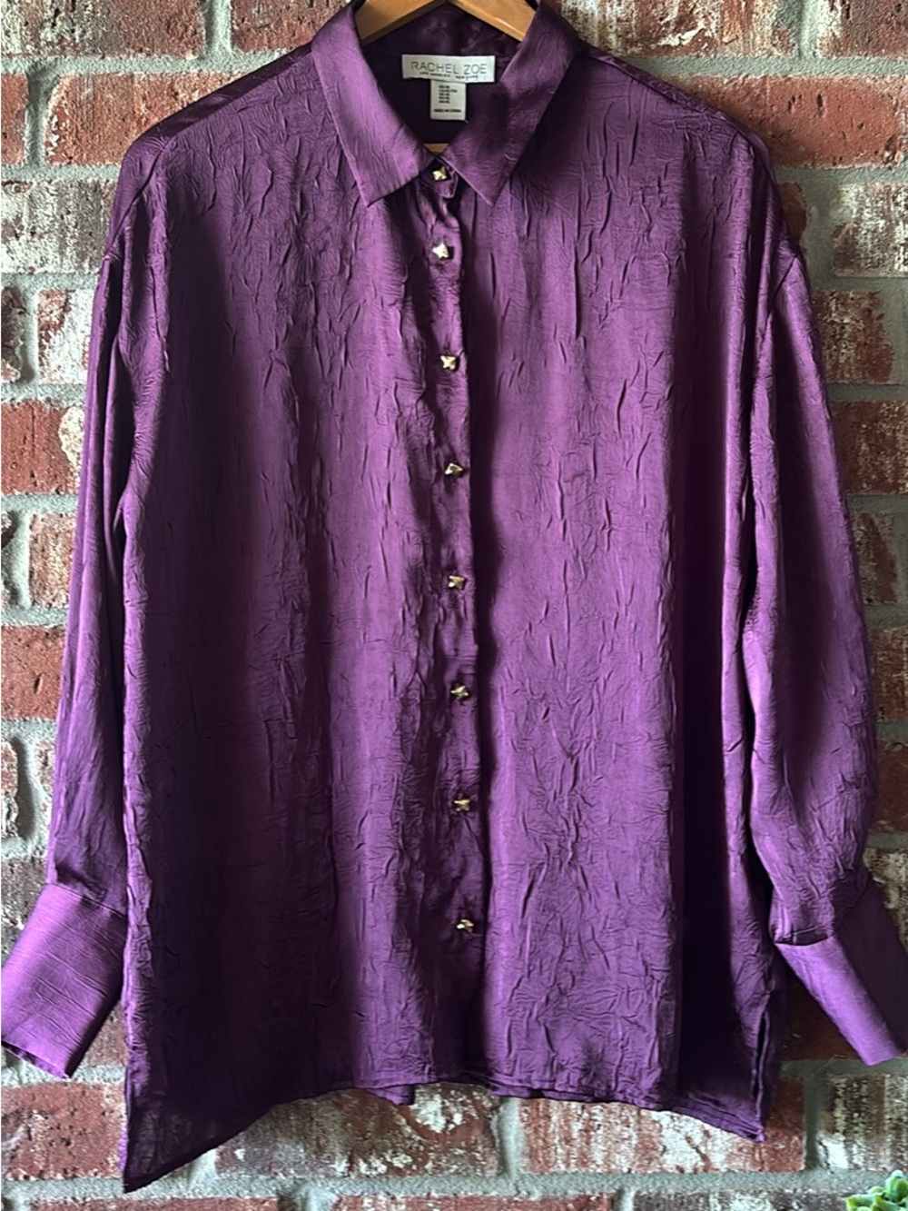 Rachel Zoe Purple Button-Down Blouse Size XL